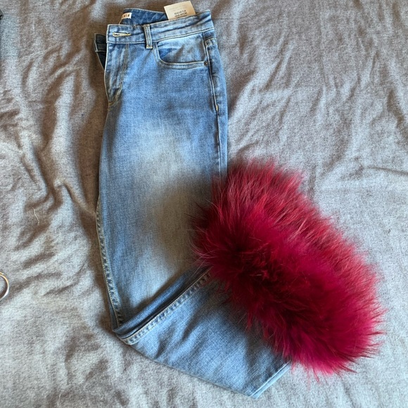 Alice & Olivia Fur Bottom Jeans